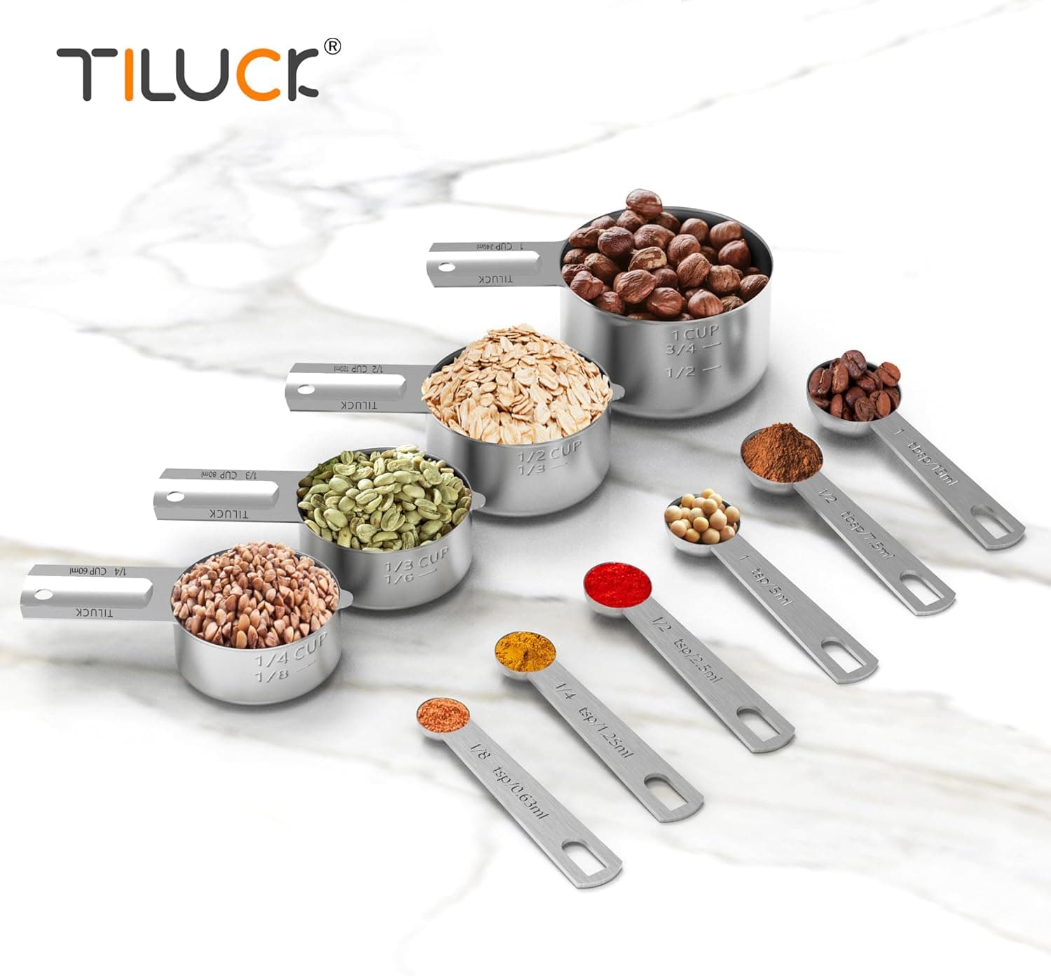 Stainless Steel Measuring Cups & Spoons (10-Piece)